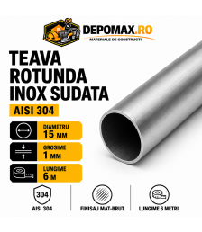 Teava rotunda inox sudata AISI 304, 15 x 1 mm, 6 metri